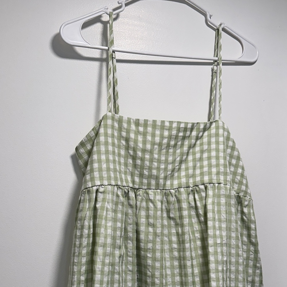 Light Green Gingham Tiered Sundress - Picture 7 of 10